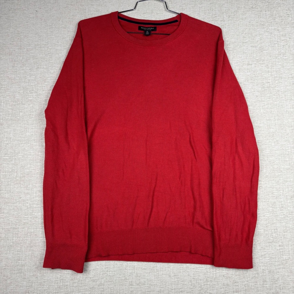 Banana Republic Mens XL Red Pima Cotton Crewneck Knit Sweater Pullover Classic
